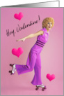 Happy Valentines Day Vintage Disco Roller Skater Humor card