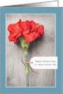 Happy Doctors Day Custom Name Single Red Carnation Flower With Tag card