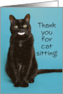 Thank You for Cat Sitting Black Cat WIth Human Teeth Humor card