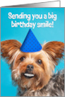 Happy Birthday For Anyone Funny Yorkie Dog With Human Smile card