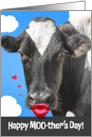 Happy Mothers Day Funny Cow With Human Lips Humor card