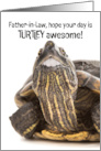 Happy Fathers Day Father In Law Funny Turtle With Big Teeth Humor card