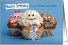 Happy Birthday Custom Former Coworker Office Cupcakes with Faces Funny card