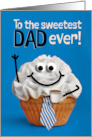 Happy Fathers Day Dad Sweetest Cupcake with Coffee and Tie Humor card