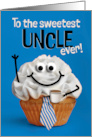 Happy Fathers Day Uncle Sweetest Cupcake with Coffee and Tie Humor card