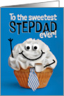 Happy Fathers Day Stepdad Sweetest Cupcake with Coffee and Tie Humor card