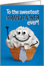 Happy Fathers Day Grandfather Sweetest Cupcake with Coffee Tie Humor card