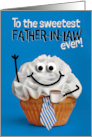 Happy Fathers Day Father In Law Sweetest Cupcake with Coffee Tie Humor card