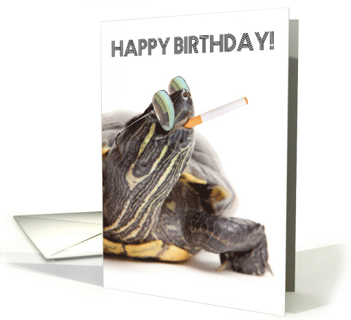 Happy Birthday You Rebel Smoking Turtle card (1521012)