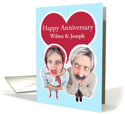 Humorous Happy Anniversary Old Couple Customizalbe Names card