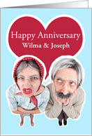 Humorous Happy Anniversary Old Couple Customizalbe Names card