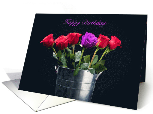 Happy Birthday One Unique Purple Rose card (1524454)