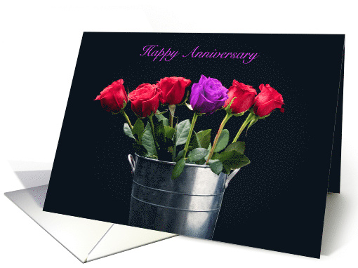 Happy Anniversary Day One Unique Purple Rose For Spouse card (1524462)