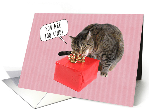 Thank You for the Gift Cute Cat Opening Present card (1524770)