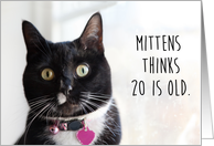 Happy Birthday Humor Cat Thinks 20 is Old card