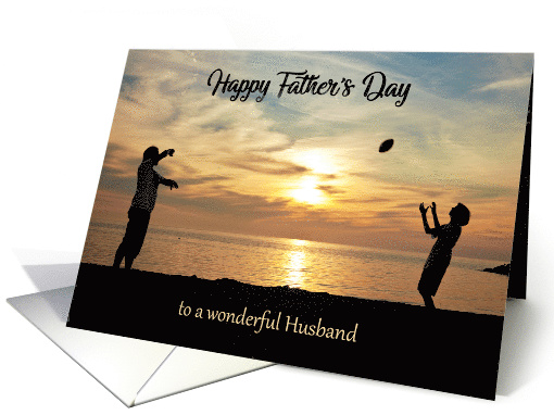 Happy Father's Day Man and Boy on Beach For Husband card (1526044)