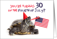 30th Happy Birthday on the Fourth of July Turtle card