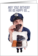 Happy Birthday Cop in a Donut Shop Humor card