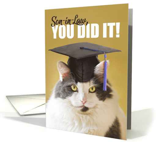 You DId it Son-in-Law Graduation Cute Cat in a Grad Cap card (1527004)