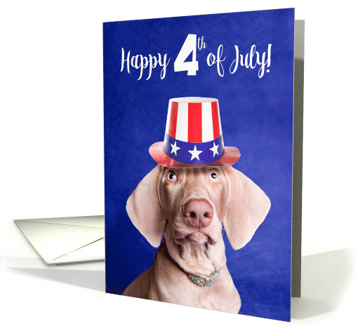 Happy 4th of July Weimararner Puppy in Patriotic Hat card (1527156)