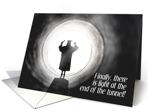 Graduation Silhouette Light at End of Tunnel Congratulations card