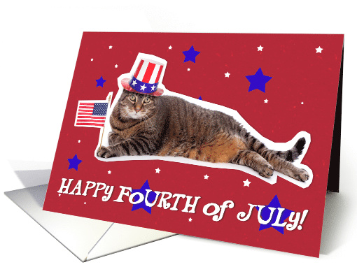 Happy 4th of July Patriotic Cat Humor card (1527992)