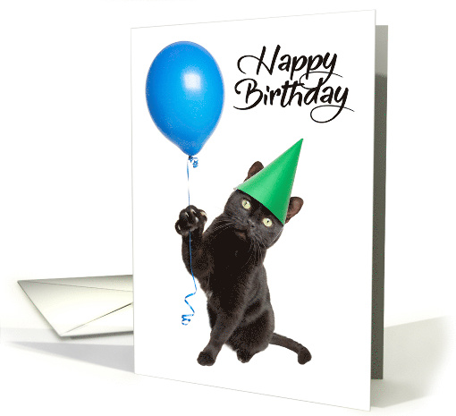 Happy Birthday For Anyone Cat Holding Balloon card (1528960)