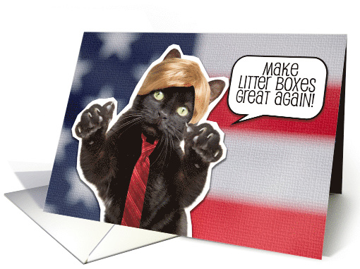 Happy Birthday Cat Dressed as Trump Humor card (1529010)