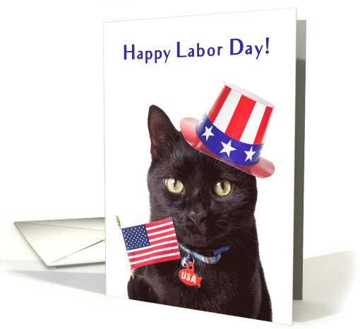 Happy Labor Day Patriotic Cat Humor card (1532278)