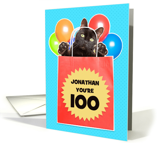 Happy Birthday Cat's Out of the Bag Custom Name and Age Humor card