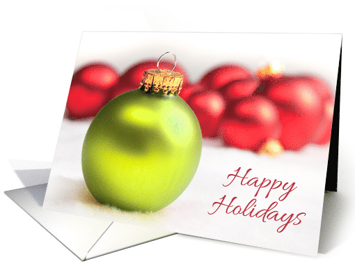 Happy Holidays Green and Red Glass Tree Ornaments card (1533746)