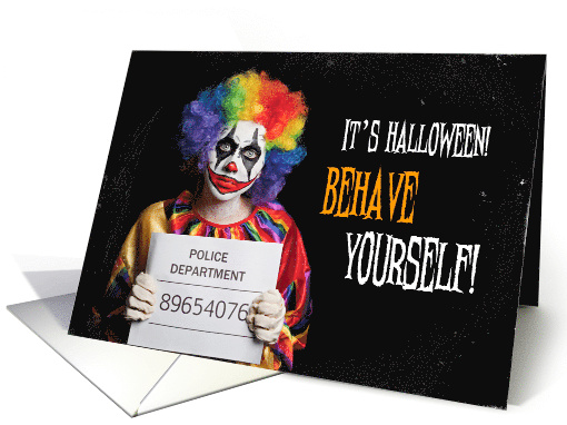 Happy Halloween Arrested Clown Humor card (1535826)
