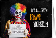 Happy Halloween Arrested Clown Humor card
