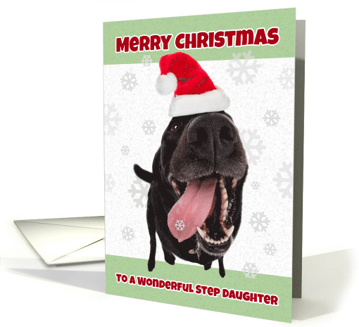 Merry Christmas Step Daughter Funny Dog in Santa Hat Humor card