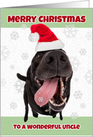Merry Christmas Uncle Funny Dog in Santa Hat Humor card