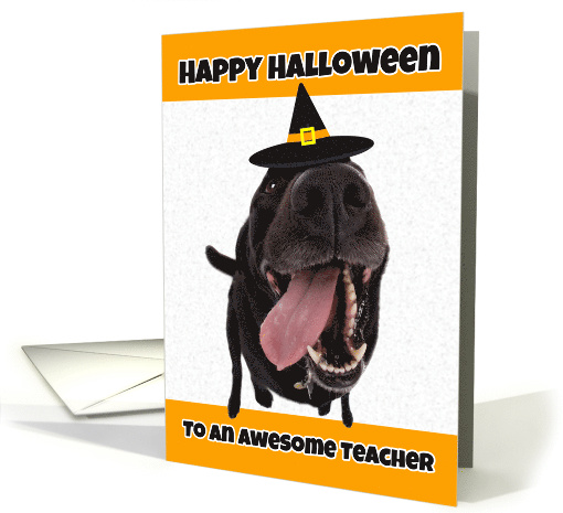 Happy Halloween Teacher Cute Dog in Witch Hat Humor card (1540268)