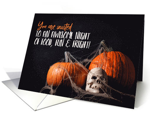 Halloween Party Invitation Creepy Pumpkins and Skull card (1540876)