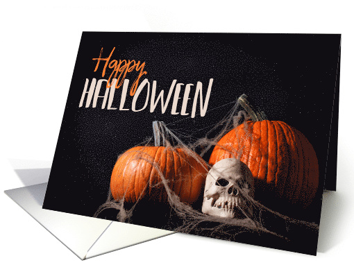 Happy Halloween Creepy Pumpkins and Skull card (1541078)