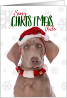 Merry Christmas Uncle Weimaraner Dog in Santa Hat Humor card