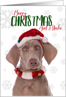 Merry Christmas Aunt and Uncle Weimaraner Dog in Santa Hat Humor card