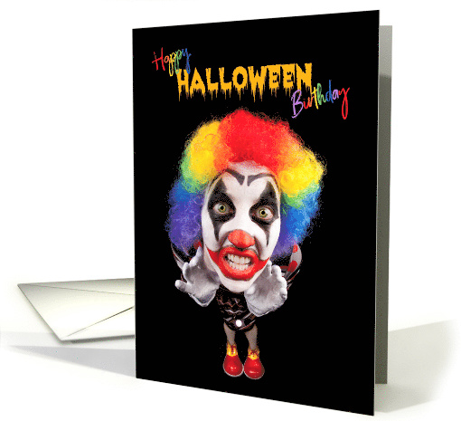 Happy Halloween Birthday Creepy Clown Humor card (1543898)
