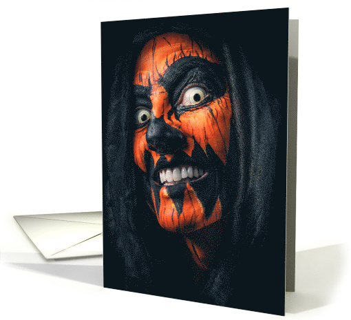 Happy Halloween For Anyone Creepy Pumpkin Person card (1544026)