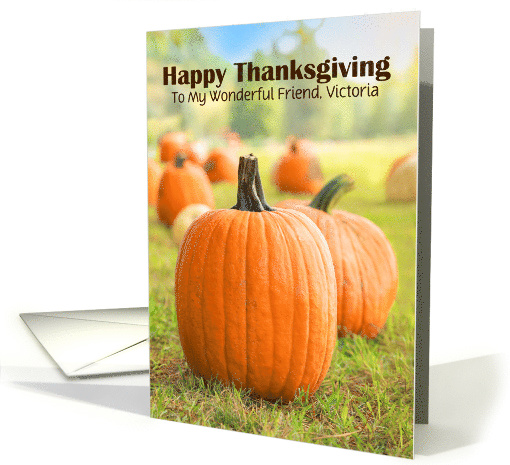Happy Thanksgiving Custom Name or Relationship Pumpkin Patch card