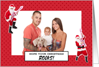 Hope Your Christmas Rocks Funny Santa With Guitar Custom Picture card