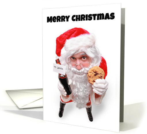 Merry Christmas Beer and Cookies for Santa Humor card (1545914)