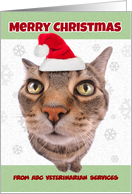 Merry Christmas Custom Cat in Santa Hat Humor card