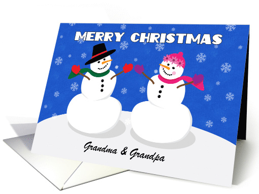 Merry Christmas Grandma & Grandpa Cute Couple Snowman card (1549180)
