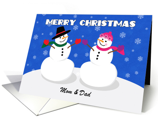 Merry Christmas Mom and Dad Cute Couple Snowman card (1549186)