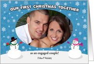 Our First Christmas Together Engaged Custom Frame With Snowman card