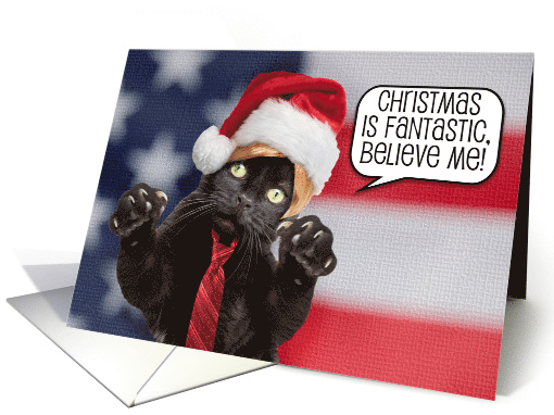 Merry Christmas Cat Dressed as Trump Humor card (1549424)